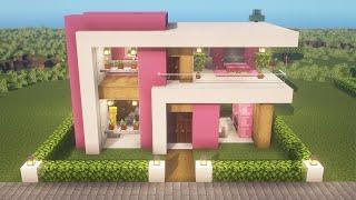 Minecraft Modern pink house - Build Tutorial
