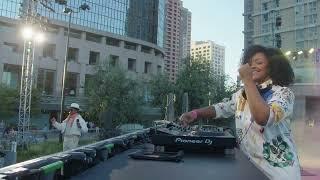 DJ Roxcizzle performs live at Grand Performances in Los Angeles 6.8.24