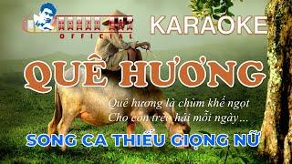  Karaoke QUÊ HƯƠNG Thiếu Giọng Nữ | Song Ca Với Trình Lâm | Nhạc sống Full HD