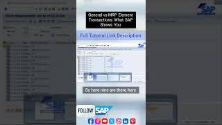 General vs MRP Element Transactions - #MRP | #SAP Courses | SAP Software Full Tutorial | S/4HANA