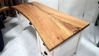 Cherry Live Edge SLAB Desk Fly Over!! - Country Lane Furniture