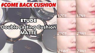 Etude Double Lasting Cushion Matte all shades / how to / smear & mask proof test / lastingness