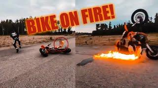 BIKE ON FIRE! | Crazy Motorcycle Moments!