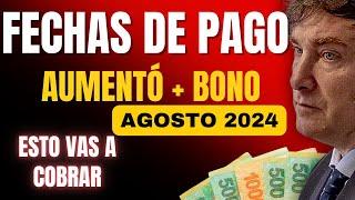 CUANDO Y CUÁNTO COBRÓ Anses en AGOSTO 2024 /AUMENTÓ +BONO JUBILADOS,PNC, PUAM ,AUH Y SUAF