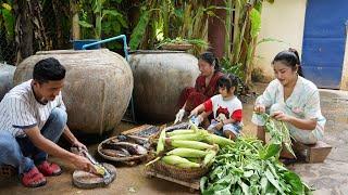 11 members of my family: We collect vegetable around home and cooking - Sreypov Life show