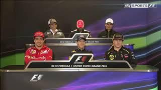 Kimi Raikkonen talks about Alonso vs Vettel - 2012 Austin GP (Funny)