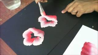 One Stroke Painting- Tutorial 8 How to paint half/folded flowers with 3d effect