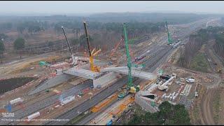 January 2025 - M25 Junction 10 Project, Timelapse of the beams being installed to Cockcrow Bridge