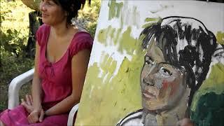 Художник Федор Помелов пишет портрет Кати, юг Франции, июнь 2012г. Фильм Марселя Ренвьера