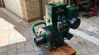 Lister D 1945 stationary engine start and stop