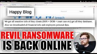 REvil Ransomware Leak Site RETURNS