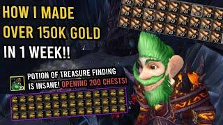 How I Made Over 150k Gold In 1 Week | Opening 200 Tiny Treasure Chests! | KallTorak Pagle NA Cata