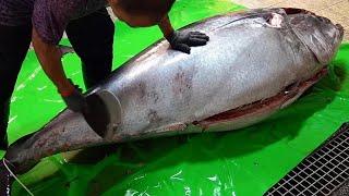 300KG GIANT BLUEFIN TUNA CUTTING / Taiwan seafood market