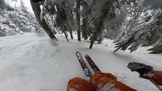 skiing heavy pnw powder w/ a GoPro hero 12 bite mount