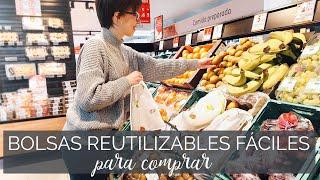 DIY Bosas reutilizables para supermercado ¡FACILÍSIMAS! Bolsas ecológicas comprar frutas y verduras