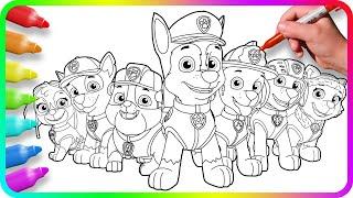 Coloring Pages PAW PATROL / How to color Paw Patrol characters / Easy Drawing Tutorial Art