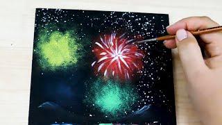 Fireworks Easy Acrylic Painting Tutorial for Beginners Step by Step