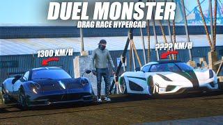 PAGANI HUAYRA 1300KMH DITANTANG KOENIGSEGG REGERA !!! DRAG RACE HYPERCAR DI GTA 5 ROLEPLAY