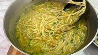 Afghan Ash Summer Homemade Noodle Soup (آش بریده خانگی (رشته ساده برای روزهای بهاری