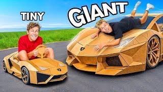 Building GIANT vs TINY Cars Challenge!