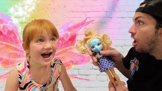 ADLEY earns her FAIRY WiNGS!! helping Dad at his magic princess makeover shop & FailFix surprise spa