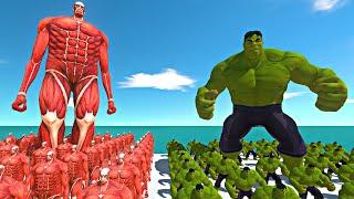 Colossal Titan Team vs Hulk Team - Animal Revolt Battle Simulator