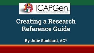 Creating a Research Reference Guide