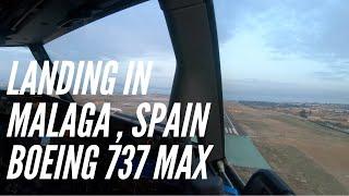 Aircraft landing on runway 13 in Malaga, Spain - Boeing 737 MAX