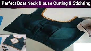 Boat neck princess cut blouse cutting and stitching || princess cut blouse cutting and stitching