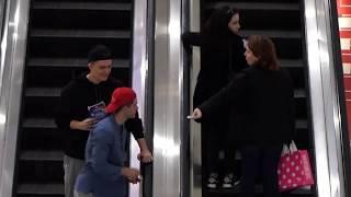 Passing Out Condoms on the Escalator Prank