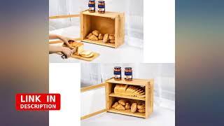 Ikkle Bamboo Bread Box, Two-Layer Bread Storage Holder, Large Capacity Bread revieww