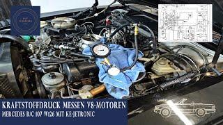 Measure Mercedes fuel pressure -KE-Jetronic V8 engines W126 - R107 - C126 part 1 R107 screwdriver