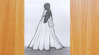 A girl with hijab : hijab girl drawing || girl drawing easy / easy girl drawing