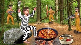 Thief Escape From Jail Solo Chicken Cooking in Forest Hindi Kahaniya Hindi Stories Moral Stories