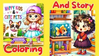 Fun Coloring & Story Time with 'Happy Kids & Cute Pets' | Meet Emily & Bubbles The Talking Goldfish!