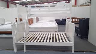 Emily Bunk Bed Double-Single Solid Wood in White Colour Malaysian Made