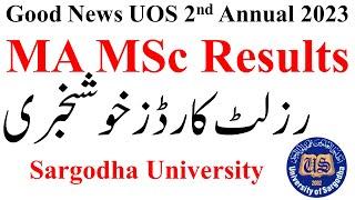 Good News MA MSc 2nd Annual 2023 Result Cards UOS