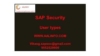 SAP Security - User types