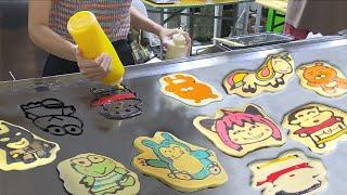 Singapore Night Market with Amazing Cartoon Pancake Art | Thai Street Food