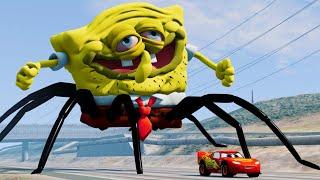 Epic escape from Lightning McQueen Eater, Sponge Bob Eater, Sheriff Eater |BeamNG.Drive