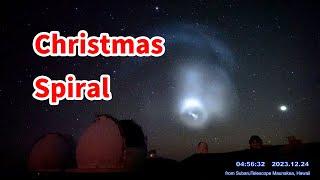 Christmas spiral over Maunakea, Hawaii 2023/12/24 #falcon9 's 2nd stage