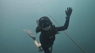 Freediving Girl's Tempting Descent into the Unknown Sea to Battle with Fear and Uncertainty