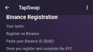 COMPLETE TAPSWAP BINANCE REGISTRATION TASKS  || TAPSWAP UPDATE  | QUICK 3M TAPSWAP GIFT 