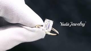 Emerald Solitaire Moissanite Diamond Ring for Engagement Wedding Party by Yadis Jewelry