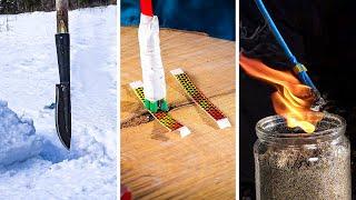 GREAT Survival skill in a Snowy forest and Bushcraft Firestarter