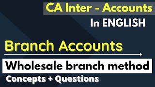 #4 Branch Accounts - Wholesale Branch Method (in ENGLISH) || CA Intermediate