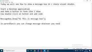 How to show a message box in C sharp visual studio