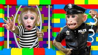 KiKi Monkey try to hack Awesome Lego Prison to eat Rainbow Jelly | KUDO ANIMAL KIKI