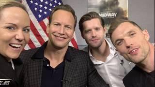 Midway Movie Stars Patrick Wilson, Luke Kleintank, and Ed Skrein Interview. #AtTheHelm