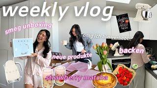 strawberry matcha rezept, smeg unboxing, loving maye news, backen, neue produkte  weekly vlog
